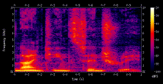 Digitally produced spectrogram of a male voice saying `nineteenth century`