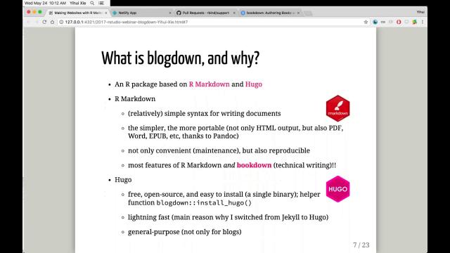 Introduction to Blogdown (R Package) | RStudio Webinar - 2017