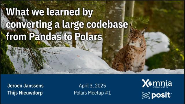 Polars Meetup #1 - Migrating a large codebase to Polars by Jeroen Janssens and Thijs Nieuwdorp